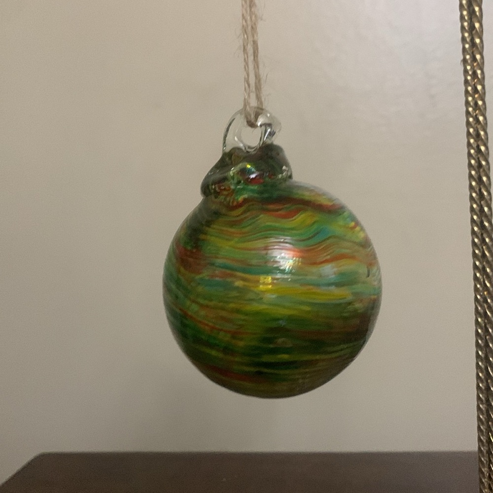 Green Glass Bauble art glass handmade 615